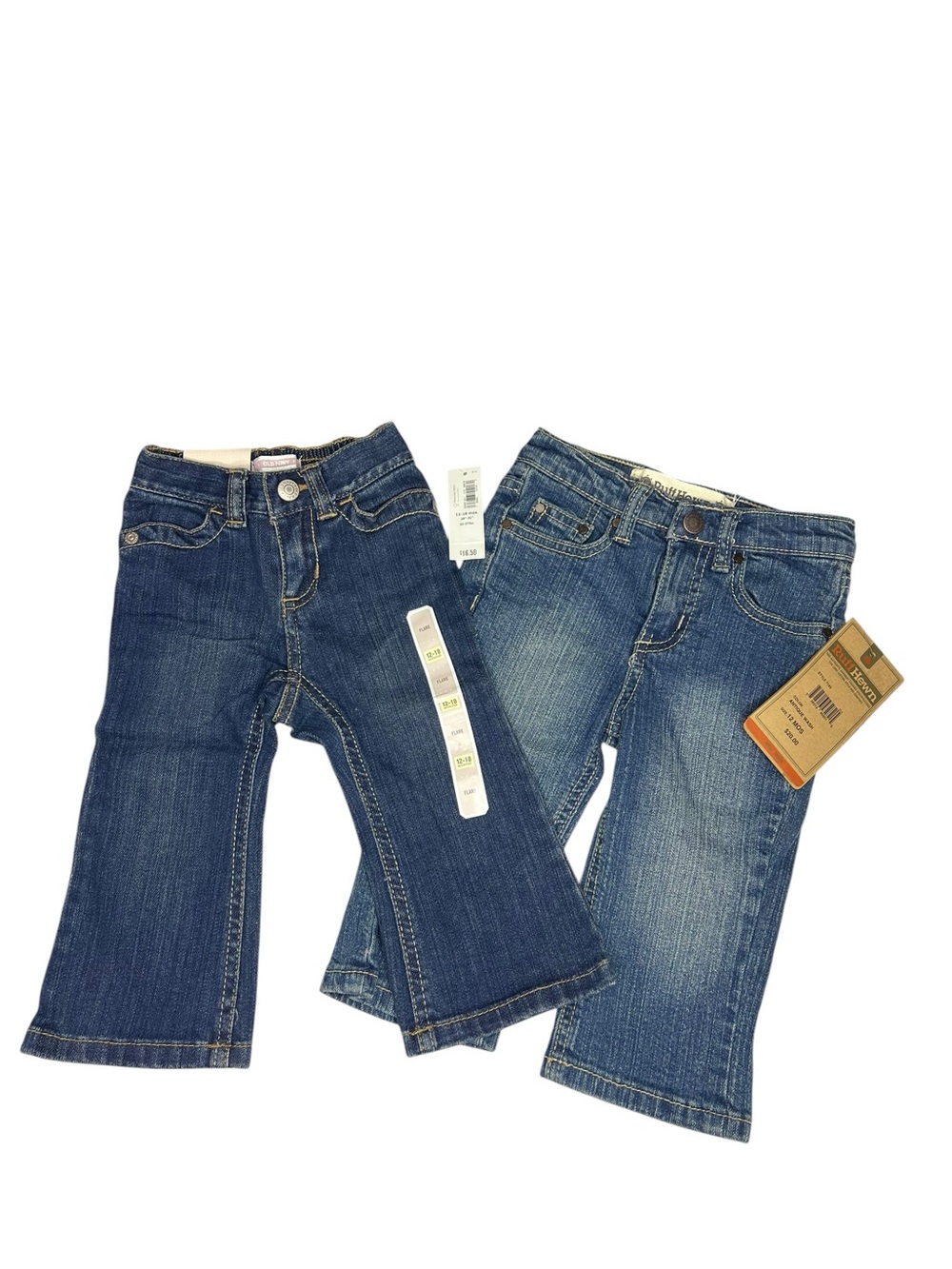 Old Navy & Ruff Hewn Lot of 2 Pairs of Baby Girl Denim Jeans 12 months New